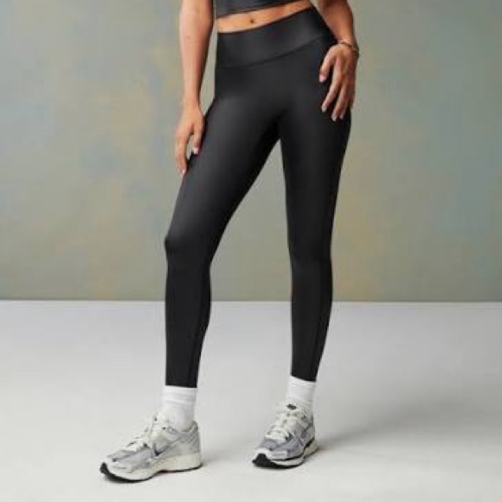 Fabletics Black Faux Leather High-Waisted Leggings – Women